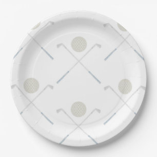 Assiettes En Carton Aquarelle Blue Golf Anniversaire Plaques de papier