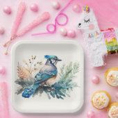 Assiettes En Carton Aquarelle Blue Jay Bird (Fête)