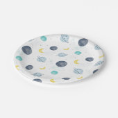 Assiettes En Carton Aquarelle Blue Space Planet Motif (Angle)