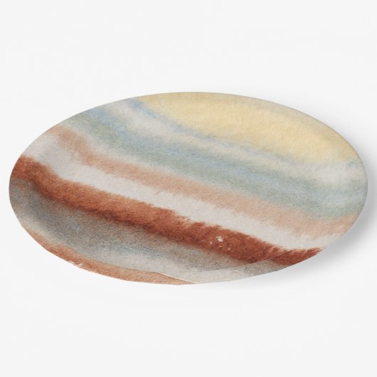 Assiettes En Carton Aquarelle Boho Abstrait (Angle)