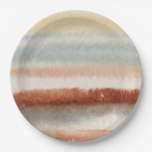 Assiettes En Carton Aquarelle Boho Abstrait