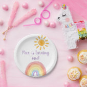 Assiettes En Carton Aquarelle Boho Arc-en-ciel et plaque en papier Sun (Fête)