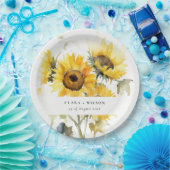 Assiettes En Carton Aquarelle Boho minimale Tournesol Mariage rustique (Fête)
