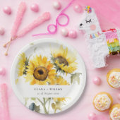 Assiettes En Carton Aquarelle Boho minimale Tournesol Mariage rustique (Fête)
