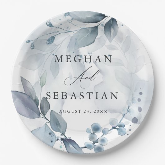 Assiettes En Carton Aquarelle BOHO Plaque de papier de feuillage en bo (Devant)