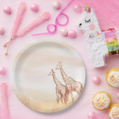 Assiettes En Carton Aquarelle Boho Safari Giraffe (Fête)