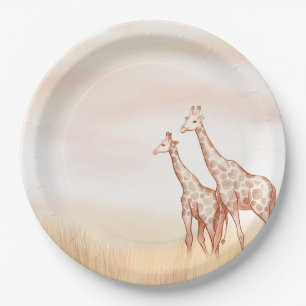 Assiettes En Carton Aquarelle Boho Safari Giraffe
