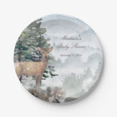 Assiettes En Carton Aquarelle Bois Forêt Baby shower Doe (Devant)