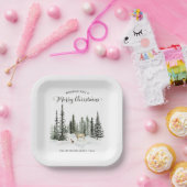 Assiettes En Carton Aquarelle Bois Joyeux Noël (Fête)