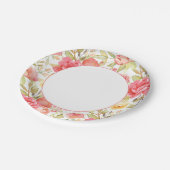 Assiettes En Carton Aquarelle Bordure florale rose (Angle)