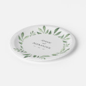 Assiettes En Carton Aquarelle botanique de la verdure d'olive (Angle)