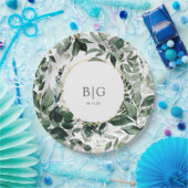 Assiettes En Carton Aquarelle Botanique Feuillage vert mariage (Fête)