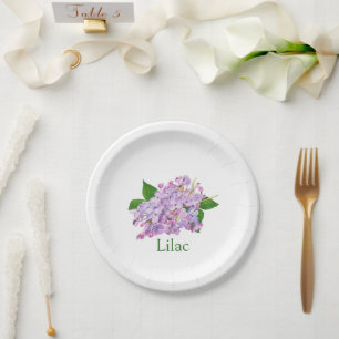 Assiettes En Carton Aquarelle botanique violette lilas Plaque en papie