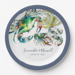 Assiettes En Carton Aquarelle Boule de fruits de mer
