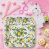 Assiettes En Carton Aquarelle Branches de citron (Fête)