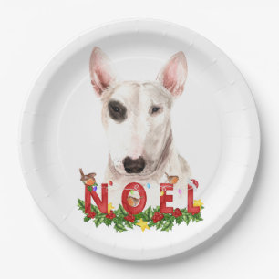 Assiettes En Carton Aquarelle Bull Terrier Noel Noël