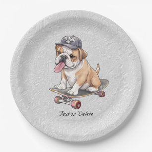 Assiettes En Carton Aquarelle Bulldog Papier Plaque