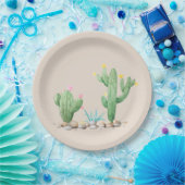 Assiettes En Carton Aquarelle Cactus (Fête)
