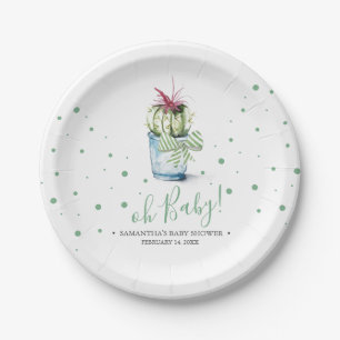 Assiettes En Carton Aquarelle Cactus Thème de fête d'été