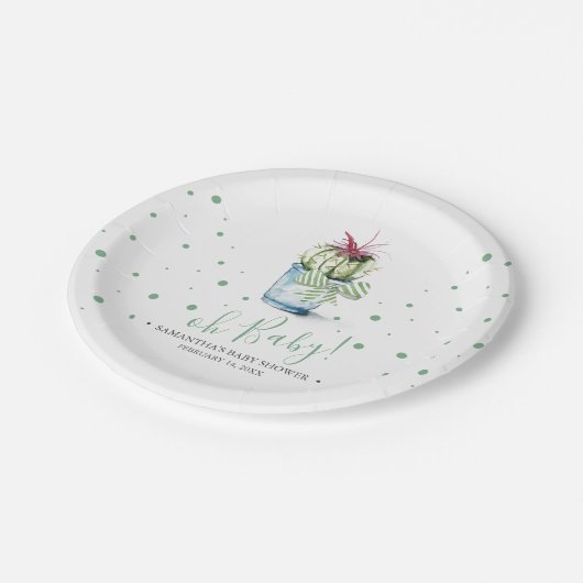 Assiettes En Carton Aquarelle Cactus Thème de fête d'été (Angle)