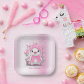 Assiettes En Carton Aquarelle Canard rose Fleurs Plaque en papier (Fête)