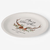 Assiettes En Carton aquarelle cerf floral joyeux noël (Angle)