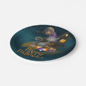 Assiettes En Carton Aquarelle Chat noir avec bonbons, Halloween (Angle)