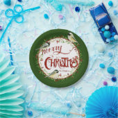 Assiettes En Carton Aquarelle Chickadee Birds Joyeux Noël Wreath (Fête)