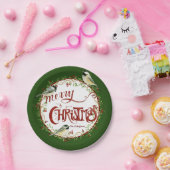 Assiettes En Carton Aquarelle Chickadee Birds Joyeux Noël Wreath (Fête)