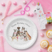 Assiettes En Carton Aquarelle Chien heureux plaque de papier d'anniver (Fête)