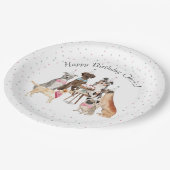 Assiettes En Carton Aquarelle Chien heureux plaque de papier d'anniver (Angle)