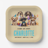 Assiettes En Carton Aquarelle Chien Pawty Puppy Anniversaire (Recto)
