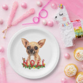 Assiettes En Carton Aquarelle Chihuahua Noel Noël (Fête)