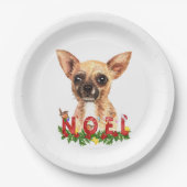 Assiettes En Carton Aquarelle Chihuahua Noel Noël (Devant)
