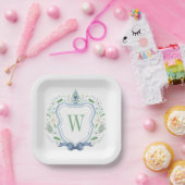 Assiettes En Carton Aquarelle Chinoiserie Ginger Jar Monogram Crest (Fête)