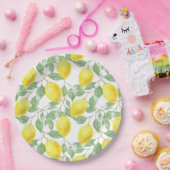 Assiettes En Carton Aquarelle citron Aquarelle fraîche Citrus jaune pi (Fête)