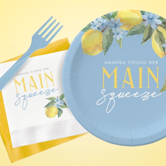 Assiettes En Carton Aquarelle Citron bleu Squeeze principal Personnali