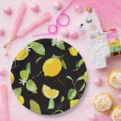 Assiettes En Carton Aquarelle Citron et Feuille (Fête)