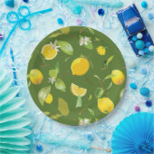 Assiettes En Carton Aquarelle Citron et Feuilles 5 (Fête)