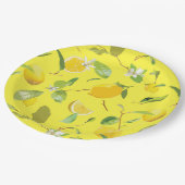 Assiettes En Carton Aquarelle Citron & Feuilles 4 (Angle)