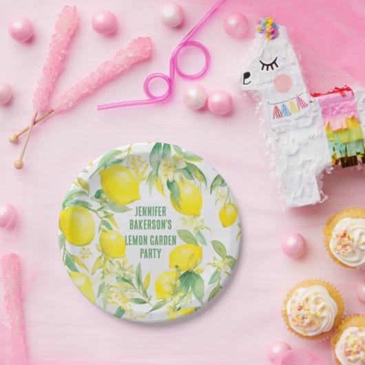 Assiettes En Carton Aquarelle Citron Motif fête d'anniversaire (Fête)