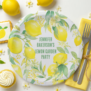 Assiettes En Carton Aquarelle Citron Motif fête d'anniversaire