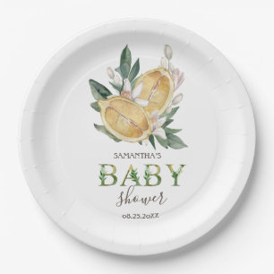 Assiettes En Carton Aquarelle Citrons Baby Shower Botanique