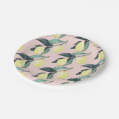 Assiettes En Carton Aquarelle Citrons et Feuilles Motif jaune sans cou (Angle)