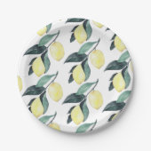 Assiettes En Carton Aquarelle Citrons jaunes Motif sans couture (Devant)