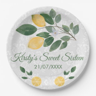 Assiettes En Carton Aquarelle Citrons Siciliens Sweet Sixteen