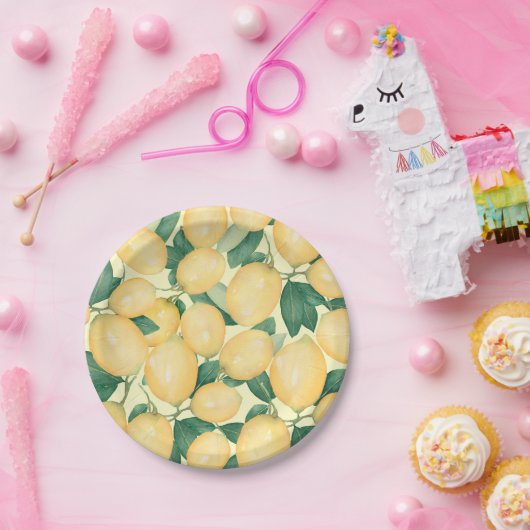 Assiettes En Carton Aquarelle Citrons Vert (Fête)