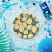 Assiettes En Carton Aquarelle Citrons Vert sur bleu marine (Fête)