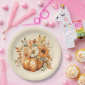 Assiettes En Carton Aquarelle Citrouille Floral Design- (Fête)