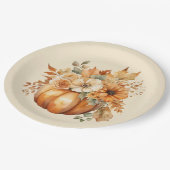 Assiettes En Carton Aquarelle Citrouille Floral Design- (Angle)